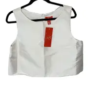 ML Monique Lhuillier White Sleeveless Crop Top Size 12 New With Tags