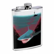 Shark Boat Radar Em1 Flask 8oz Stainless Steel Hip Drinking Whiskey
