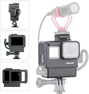 ULANZI V2 Protective Case with Cold Shoe Mount for GoPro Microphone Adapter Storage W Back Door Compatible with Gopro Hero 7 6 5 Frame Housing Accessories Perfect Vlogging Video Filmmaking