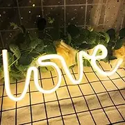 Haobase USB Battery Powered Creative LED Neon Light Sign LOVE Cat Rainbow Lip Neon Lamp (Love-Warm)