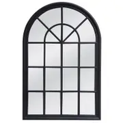 Belle Hamptons Wood Arched Wall Mirror 100x150cm - Black