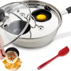 Egg Poacher Pan Nonstick Coating Poached Egg Cooker Stainless Steel Egg Poa...