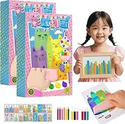 Squeegee Art Kids Paint Kit, 35 Pieces Childrens Painting Rainbow Dot Color Scratch Painting Set, DIY Fun Bookmark Handmade Graffiti Scratch Painting Paper Postcard Toy, Painting Gifts (2 Set)