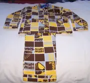 Hawthorn Hawks AFL Boys Brown Yellow Squares Flannel Pyjama Set Size 14 New
