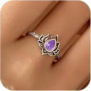 [LOVECOM] 925 Sterling Silver Lotus Flower Ring with Cubic Zircon Luxury Wedding Engagement Dainty Rings for Women Girls Jewelry Gifts High Polish Tarnish Resistant Comfort Fit Wedding Band Ring Size