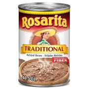 12 Pack ) Rosarita Traditional Refried Beans, 16 Oz, good source of fiber.