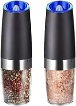 Gravity Electric Pepper Grinder Set Adjustable Roughness Spice Mill with LED Light Battery Powered Salt and Pepper Grinder Set