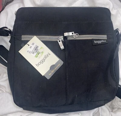 Baggallini New COMRADE Crossbody, Black, Pockets & Organizers