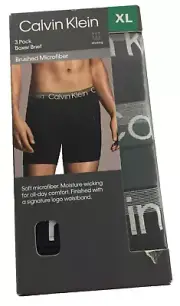 Calvin Klein Men’s Boxer Briefs Brushed Microfiber 3 Pack Black Grey Navy sz XL