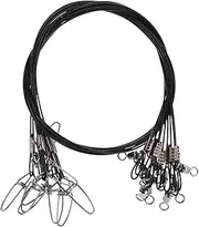 10pcs Bite Line Steel Leaders Swivels for Fishing 50cm Long Nylon-Coated for Freshwater/Saltwater High-Carbon Steel Wire Leaders Hooks
