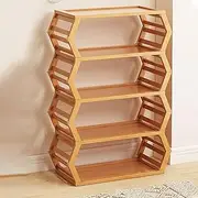 Bamboo Shoe Rack, Portable Foldable Shoe Storage Rack, Shoe Stand Shelf Without Installation, Space-Saving Storage Cabinet for Closet Hallway Dorm 5-Tier