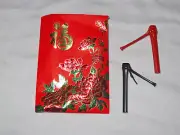 2 Ruka Red Black Plastic Bamboo Chopstick Rests Holders - NEW Defects Pair
