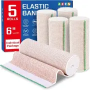AZEN Premium 5 Pack Elastic Bandage Wrap 6 Inch, Compression 6 A-5p