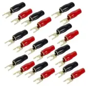 20 pack Raptor R810ST Mid Series Gold Plated 8 Gauge Spade Barrier Terminal