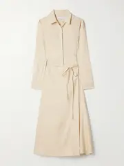 [Proenza Schouler White Label] Proenza Schouler White Label - Lato Linen-blend Midi Wrap Dress - Beige - US10 US 10 Neutrals