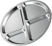 TIDTALEO Stainless Steel Portion Control Plate with Dividers Lunch Tray for Adults and Easy to Clean and Stackable for Cafeteria and Home Use