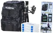 Fishing Backpack with Rod Holders, 42L Black Camo（4 Tackle Boxes Included）