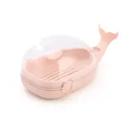 Soap Box Double Layer Cute Cartoon Whale Shape Waterproof Drainage Soap Container with Flip Lid for Bathroom Pink