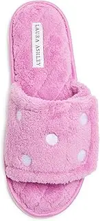 [Laura Ashley] Womens Ladies Open Toe Plush Terry Slippers (See Colors and Sizes)