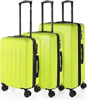 [SKPAT] 4 Wheel ABS Suitcases - Travel Suitcase Set 3 Pzs - Large Suitcase, Medium Suitcase and Cabin Suitcase - Sturdy and Light Travel Cases Set with Padlock 175100, Pistachio, S + M + L, Youth