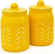 3D Cut Sunshine Yellow Elegant Pickle Jars (Set of 2)