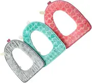 HOLIDYOYO 3PCS Plush Toilet Seat Cover with Heart Shape Pattern Soft Warm Cushion Pad Random Color Design Comfortable Bathroom Accessory for Daily Use Random Color