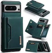 Wallet Case for Google Pixel 8 Pro, DG.MING Premium Leather Phone Case Back Cover Magnetic Detachable with Trifold Wallet Card Holder Pocket for Google Pixel 8 Pro (Green)