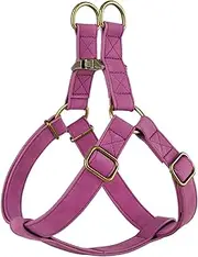 Didog Step in Dog Harness - Adjustable Faux Leather Dog Harness with Antique Bronze Metal Buckle, Easy Walk Dog Halter Harness for Medium Dogs Walking Training (Purple, S: Chest 16-22")