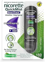 Nicorette Quit Smoking QuickMist SmartTrack Nicotine Mouth Spray Freshmint 150 Pack