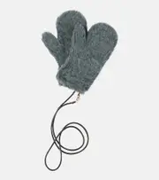 [Max Mara] Max Mara Wool and silk teddy gloves S/M blue