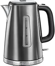 Russell Hobbs Luna Grey Stainless Steel 1.7L Cordless Electric Kettle (Quiet & Fast Boil 3KW, Removable washable anti-scale filter, Easy push button lid, Perfect pour spout) 23211