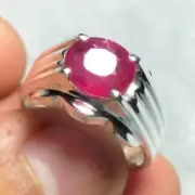 Natural 3 ct Ruby Stone Ring Handmade Sterling Silver 925 Band Rare Find Ruby