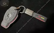 Premium Alcantara Leather Key Fob Cover Case For Mercedes C43 W205 Models