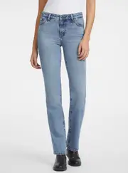 GUESS Women's Jeans G08 Mid Rise Straight Jeans in Blue Size: 30, Spandex