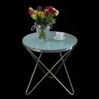 Rona Stainless Steel Side Table with White Tempered Glass