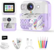 Instant Print Camera for Kids,1080P Kids Camera Christmas Birthday Gifts, Portab