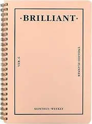 PAPERIAN Brilliant Monthly & Weekly Planner - Wirebound Undated Monthly &Weekly Planner Book Scheduler Diary (Shell Pink)
