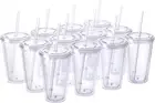 Classic 12 Insulated Double Wall Tumbler Cup with Lid, Reusable Straw & Hello Na