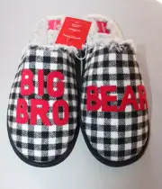 Big Bro Bear Slippers Men's Sz L (11/12) Wondershop Black and White Plaid