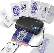 Wormhole Tattoo Stencil Printer, Mini Thermal Tattoo Printer, Bluetooth Tattoo Machines Compatible with Tablet, Smartphone for Tattoo Beginners and Artists-Black