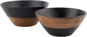 Mud Pie Wood Nested Bowls, Black, small 5" x 12" dia | large 6" x 14" dia