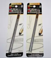 2X L'OREAL Infallible Never Fail Silky Pencil Eyeliner #290 Silver Argente