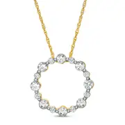 Lab-Created White Sapphire Open Circle Pendant in 10K Yellow Gold
