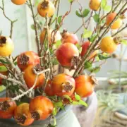 Set of 2 Artificial Pomegranate Branch Stems, 24 inches Tall