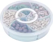 DACUAN Snack Serving Tray with Lid, 1 Pack Fruit Serving Container, 5 Colorful Compartment Round Appetizer Tray, 12inch Divided Plastic Food Storage Organizer Plate for Snack, Candy, Nut, Picnic