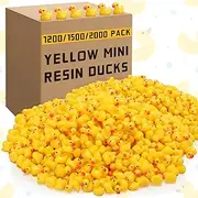 Barydat 1500 Pcs Yellow Mini Resin Ducks Bulk for Pranks Hide Mini Ducks Miniature Garden Decoration Tiny Baby Shower Ducks Mini Animals Figures for DIY Craft Christmas Party Gifts Dollhouse Decor