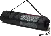 Yoga Mat Bag Portable Breathable Sports Bag with Adjustable Shoulder Straps Carry Mesh Storage Bag Fits Most Yoga Mats Black