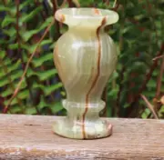 Green Onyx Crystal Vase or Display Stand For Most Crystal Spheres 72mm Tall 132g