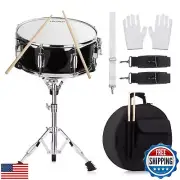 14 inch Snare Drum Set with Gig Bag, a pair Sticks,drum Stand and Drum Keys,a
