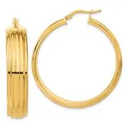 Bronze/Yellow Bronze Polished Textured Round Hoop Earrings